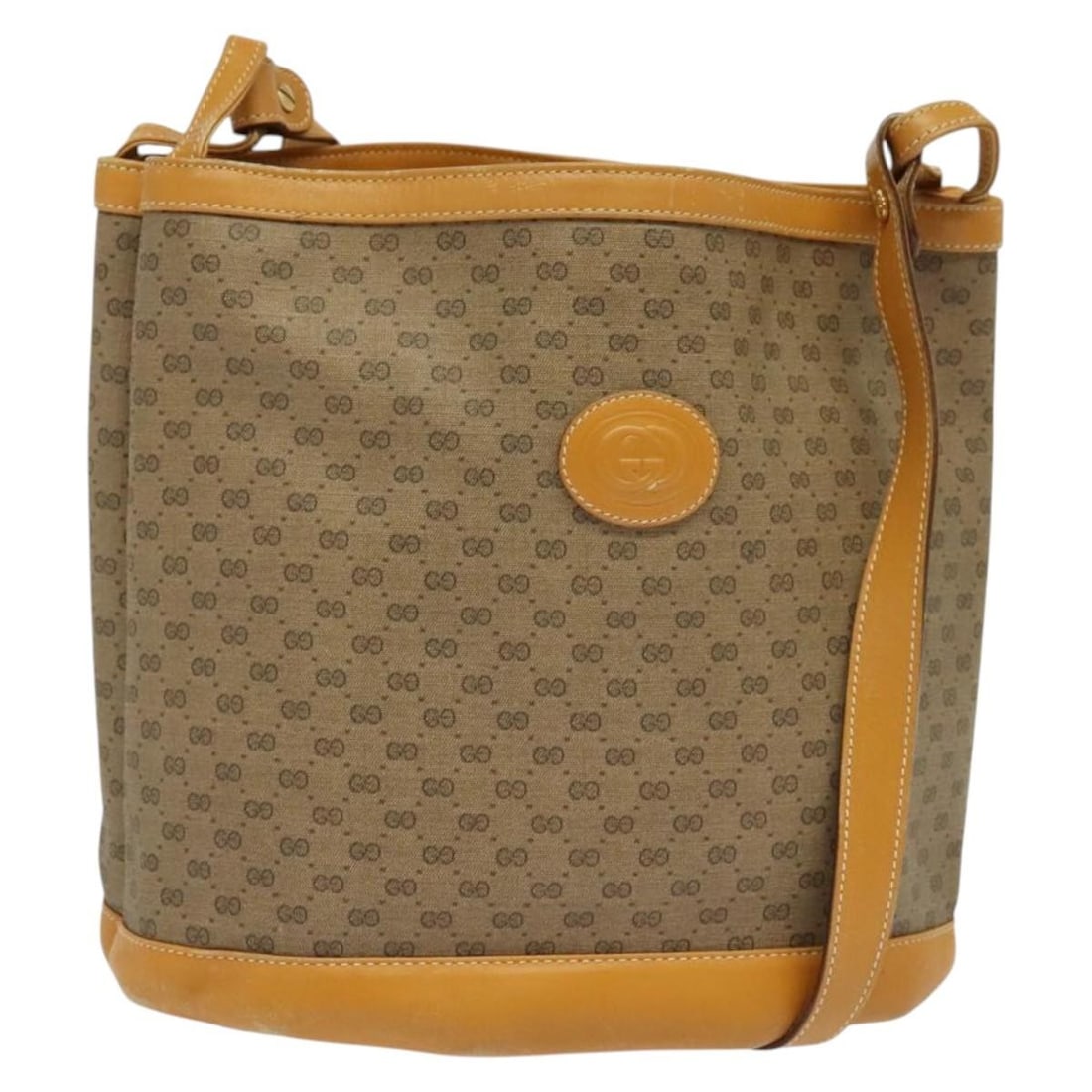 GUCCI Micro GG Supreme Shoulder Bag Beige Gold PVC Auth 001 14 0934: GUCCI Micro GG Supreme Shoulder Bag Beige Gold PVC Auth 001 14 0934 This authentic GUCCI Micro GG Supreme Shoulder Bag is a stylish accessory that embodies luxury and functionality. Crafted in Italy,