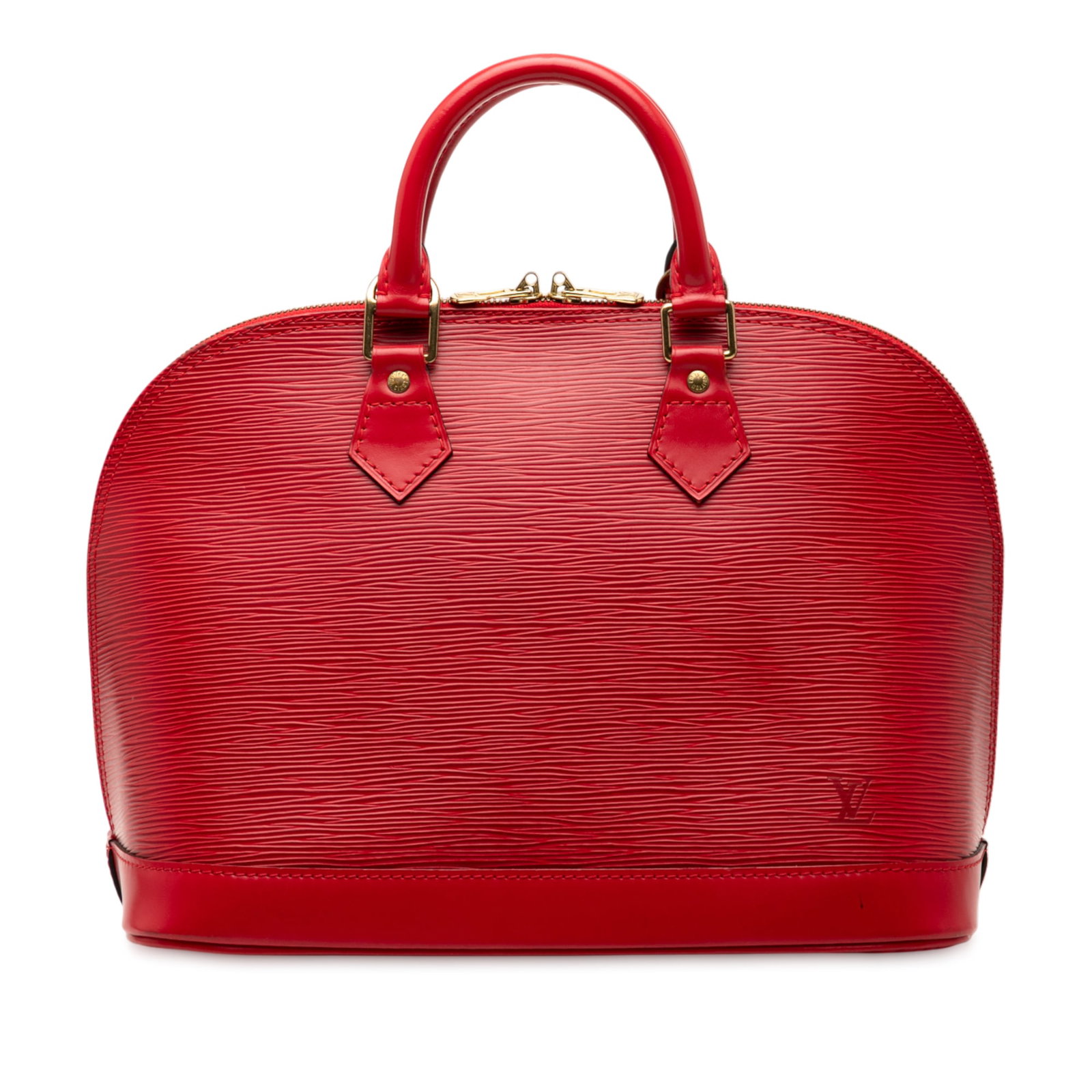 Louis Vuitton Epi Alma PM Red Leather Bag: Louis Vuitton Epi Alma PM Red Leather Bag The Louis Vuitton Epi Alma PM is a stylish and practical handbag crafted from durable epi leather. It features rolled handles and a secure top zip closure, al
