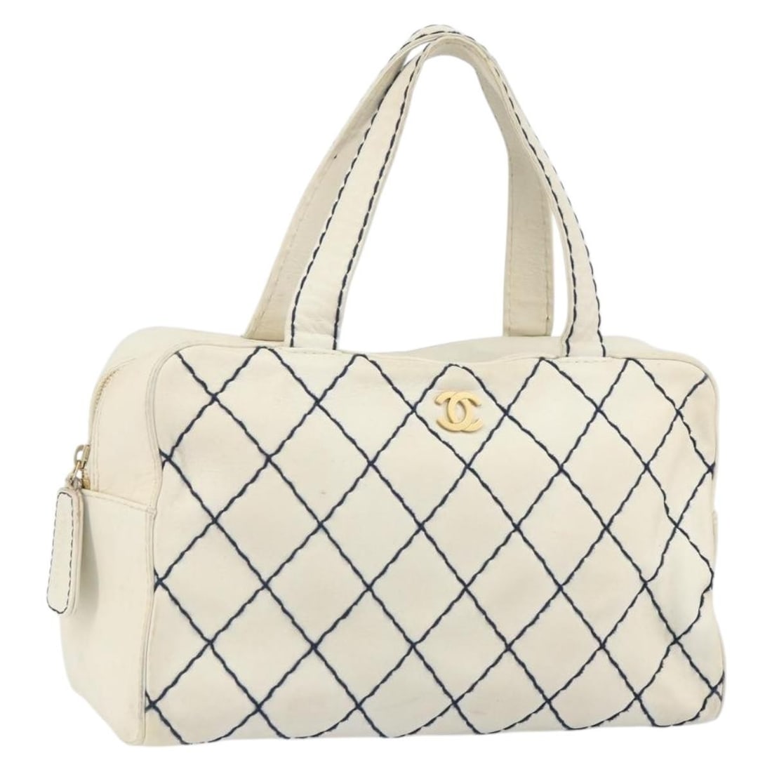 Chanel Wild Stitch White Leather Handbag with Gold CC Logo (1 of 18)