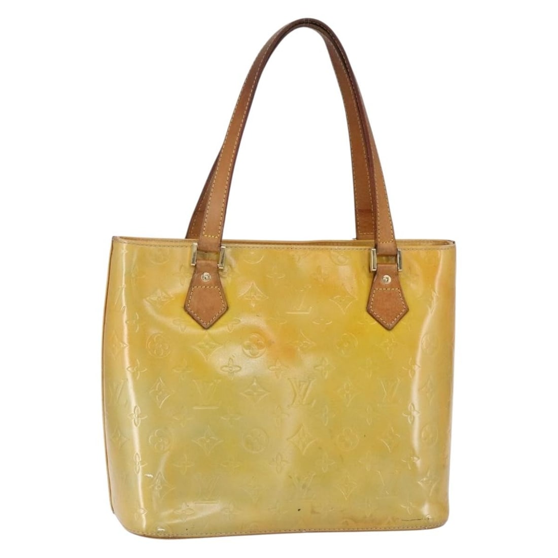 LOUIS VUITTON Monogram Vernis Houston Hand Bag Gris M91053 Authentic: LOUIS VUITTON Monogram Vernis Houston Hand Bag Gris M91053 Authentic This authentic LOUIS VUITTON Houston Hand Bag is crafted from high-quality patent leather in a sophisticated Gris color. Made in Fr