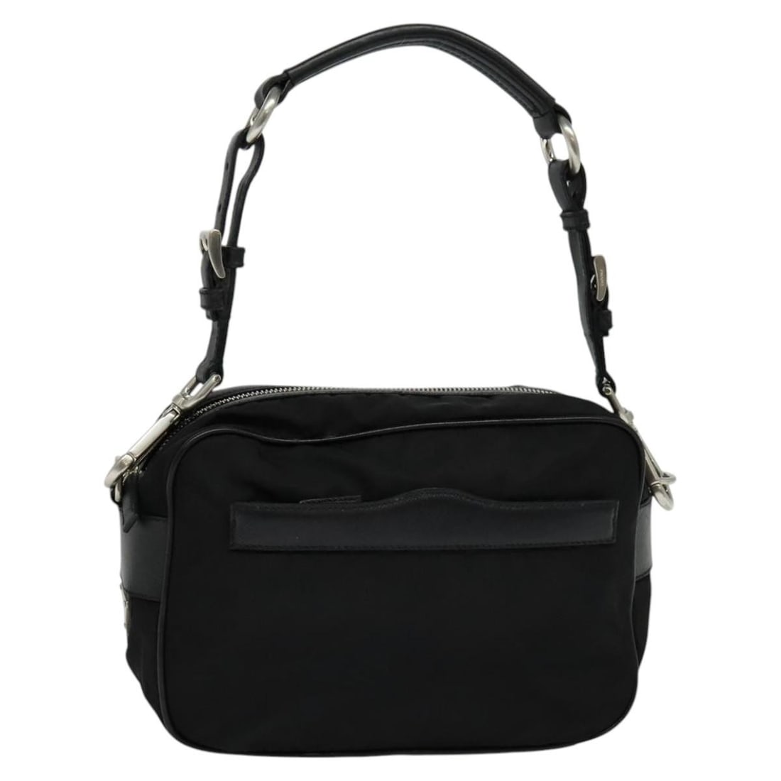 Prada Black Nylon Women's Shoulder Bag with Guarantee Card: Prada Black Nylon Women's Shoulder Bag with Guarantee Card This PRADA shoulder bag is crafted from black nylon and is designed for women. It features a practical shoulder strap with a drop of approxim