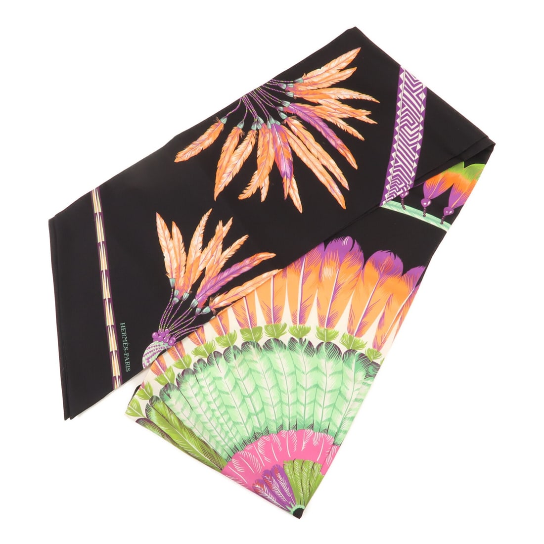 Black Silk Maxi Twilly Scarf by HERMES for Women: Black Silk Maxi Twilly Scarf by HERMES for Women This Hermes Maxi Twilly scarf is crafted from luxurious silk in a classic black color. Designed for women, it offers versatile styling options and show