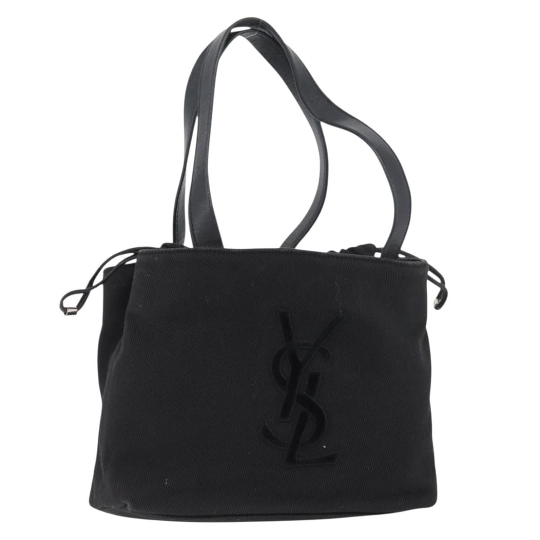 Black Canvas Women's Handbag by Saint Laurent Italy: Black Canvas Women's Handbag by Saint Laurent Italy This Saint Laurent handbag features a classic black canvas exterior with a structured silhouette. Designed for women, it is crafted in Italy and off