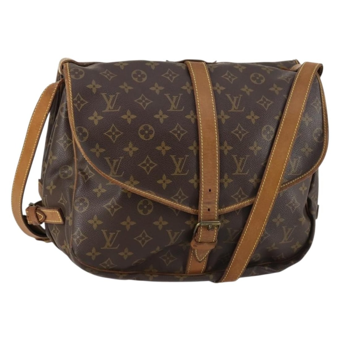 LOUIS VUITTON Monogram Saumur 35 Shoulder Bag M42254 Auth France (1 of 18)