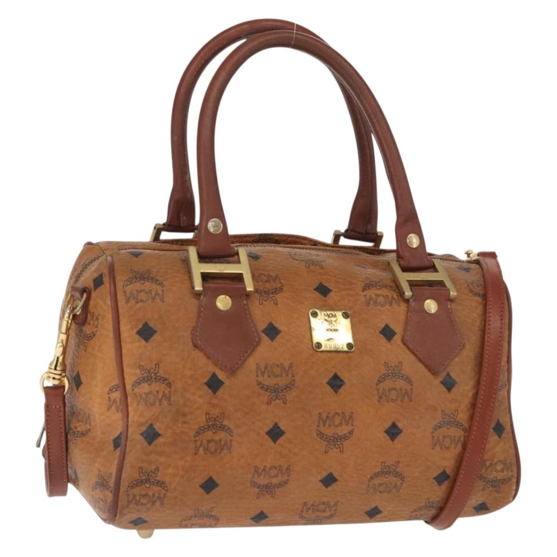 MCM Vicetos Brown PVC Leather Convertible Handbag with Shoulder Strap (1 of 18)