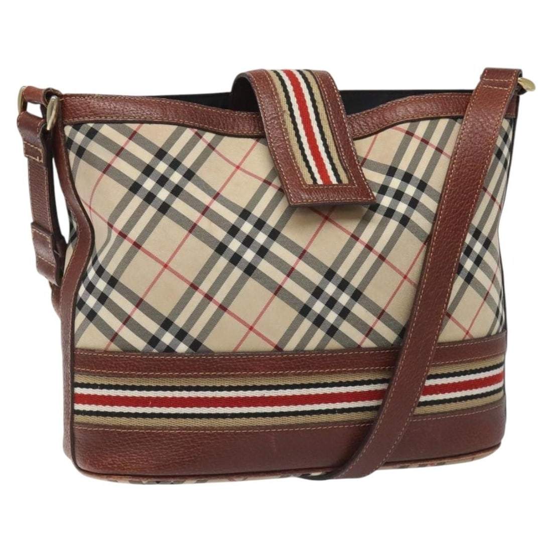 Burberry Blue Label Beige Shoulder Purse Nylon and Leather Nova Check Japan: Burberry Blue Label Beige Shoulder Purse Nylon and Leather Nova Check Japan This is a BURBERRY Blue Label shoulder bag featuring the signature Nova Check pattern in beige. Crafted from nylon with leat