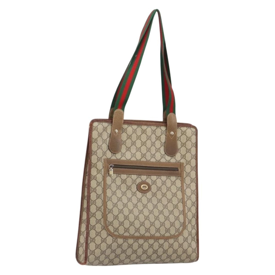 Beige Gold PVC GG Supreme Sherry Line Tote by Gucci 89 02 092: Beige Gold PVC GG Supreme Sherry Line Tote by Gucci 89 02 092 This is a Gucci GG Supreme Web Sherry Line tote bag crafted from beige PVC leather and GG canvas with gold-tone accents. The bag is made i