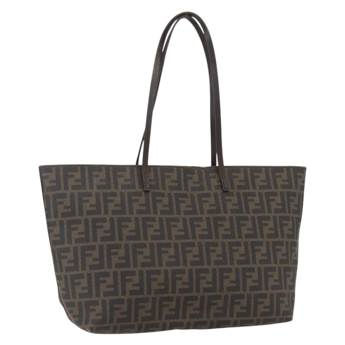 Zucca Pattern PVC Leather Tote by Fendi in Black and Brown: Zucca Pattern PVC Leather Tote by Fendi in Black and Brown This FENDI tote bag features the iconic Zucca canvas with PVC leather accents in black and brown. Designed in Italy, it offers a spacious int