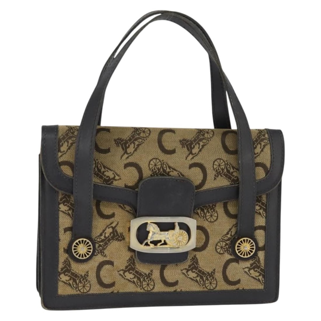 CELINE C Sulky Hand Bag Canvas Brown Gold Made in Italy: CELINE C Sulky Hand Bag Canvas Brown Gold Made in Italy Elevate your accessory collection with this authentic CELINE C Sulky Hand Bag. Crafted in Italy, this stylish handbag features a durable canvas