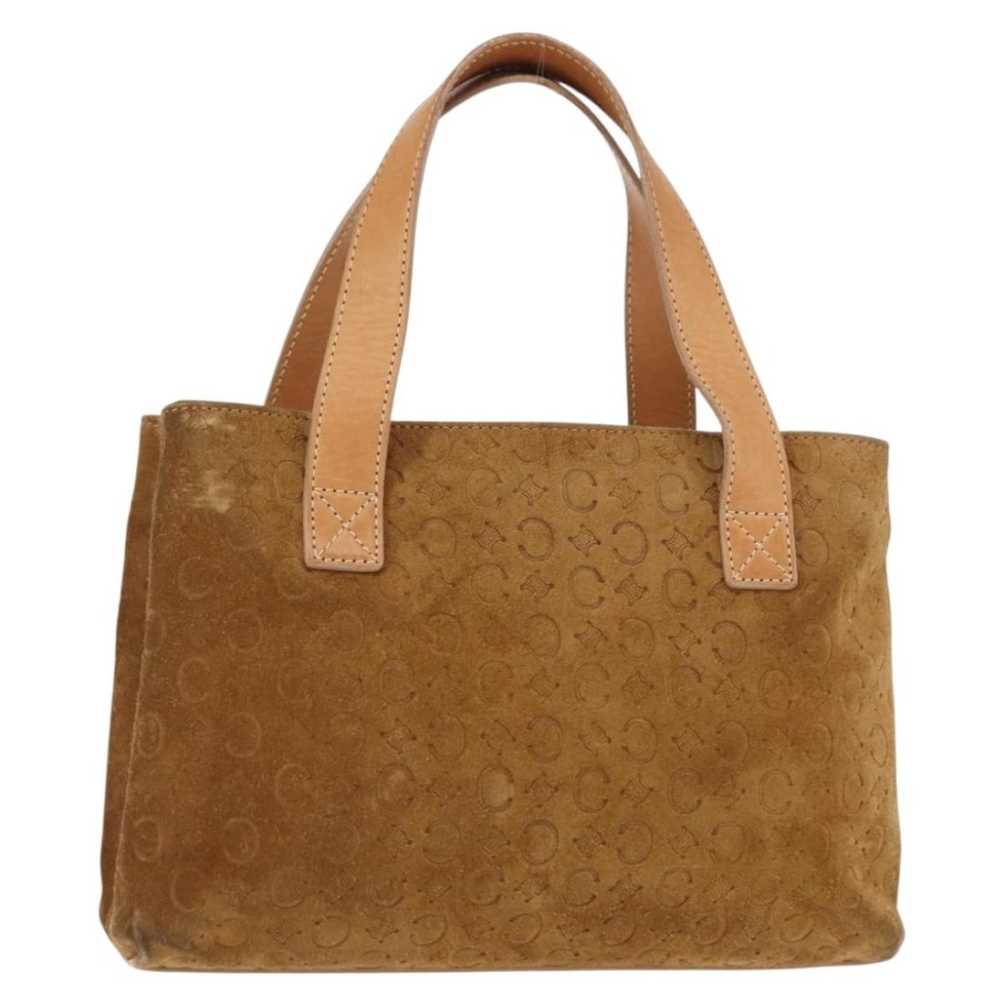 CELINE C Macadam Suede Hand Bag Brown Gold Auth 146684: CELINE C Macadam Suede Hand Bag Brown Gold Auth 146684 This CELINE C Macadam Canvas Hand Bag combines luxurious suede with a stylish brown and gold color palette. Crafted in Italy, this handbag featur