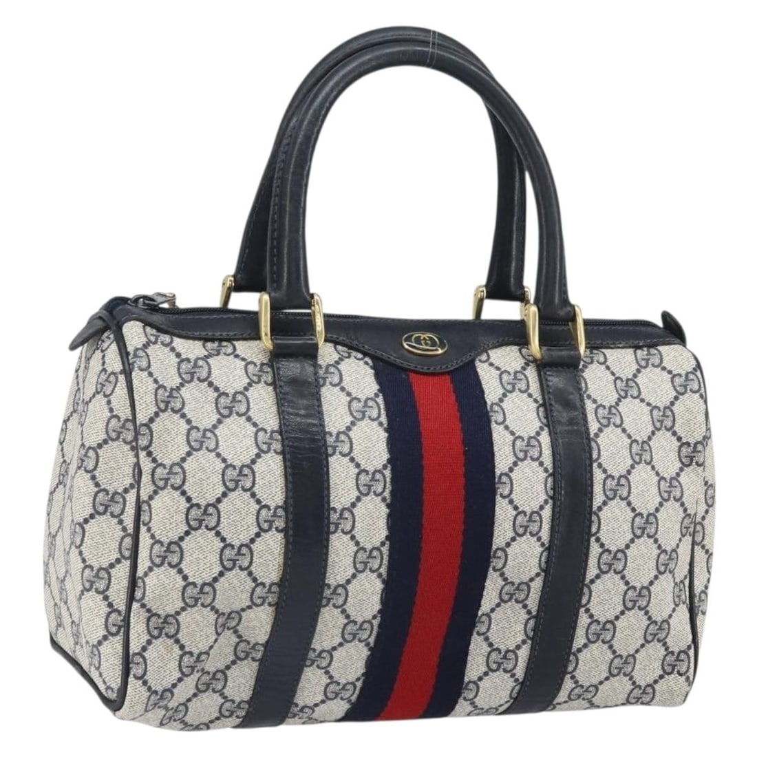 Gucci Boston Bag Navy GG Supreme PVC Sherry Line 012 3841 58 Italy (1 of 18)