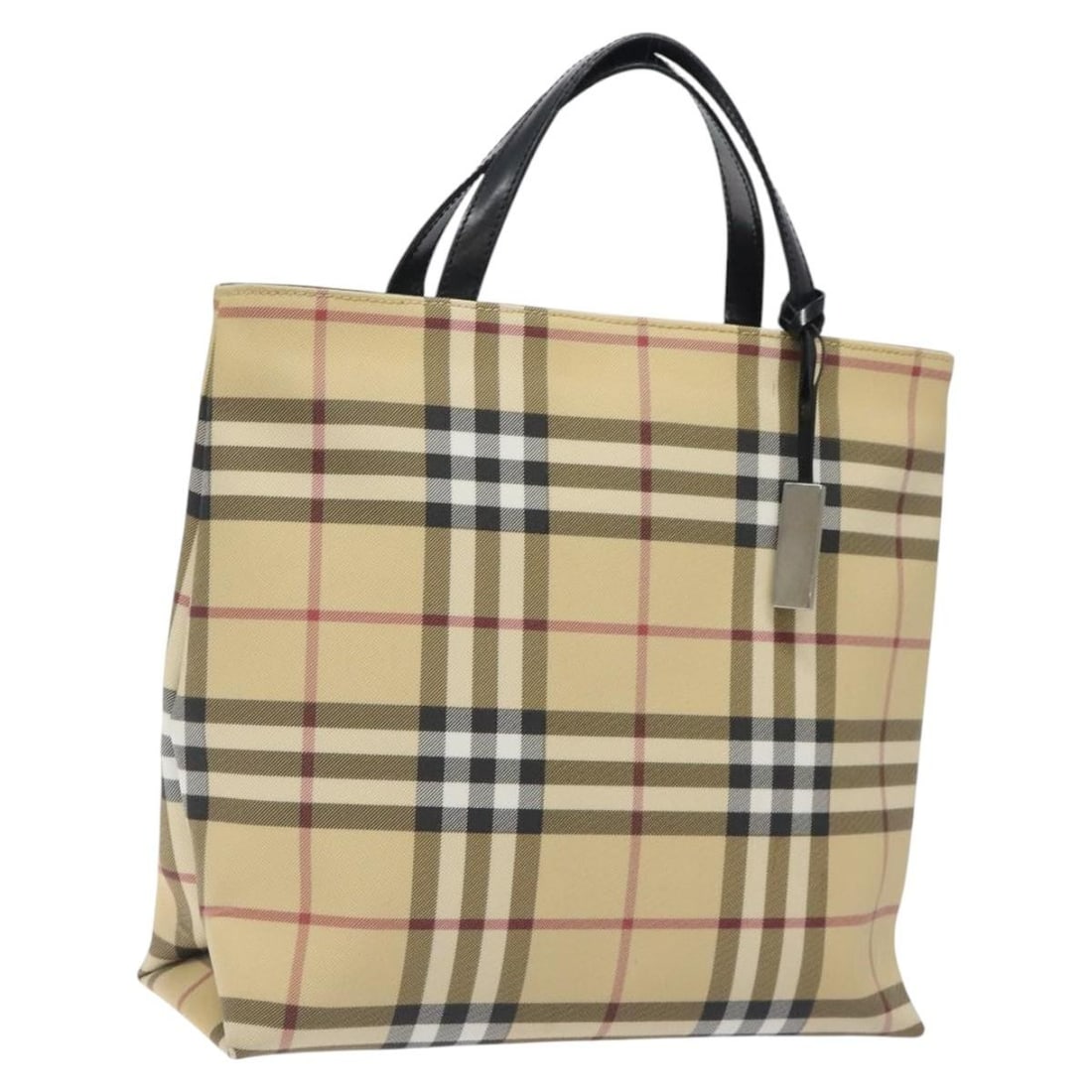 Burberry Beige PVC Nova Check Women's Handbag Made in Italy: Burberry Beige PVC Nova Check Women's Handbag Made in Italy This Burberry Nova Check handbag features a beige PVC leather exterior and is designed for women. The bag has a structured silhouette with a