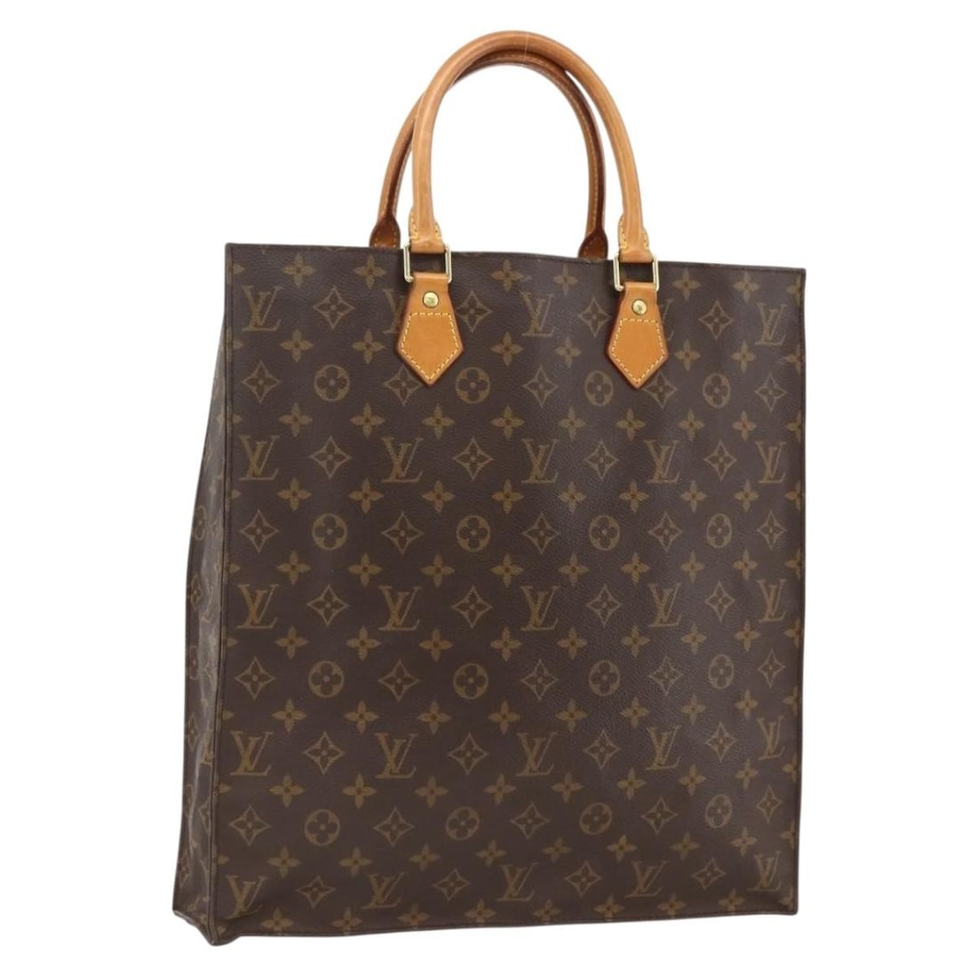 Louis Vuitton Sac Plat Monogram Canvas Handbag M51140 for Women: Louis Vuitton Sac Plat Monogram Canvas Handbag M51140 for Women This Louis Vuitton Monogram Sac Plat handbag features the signature Monogram Canvas exterior with leather accents and gold-tone metal fi