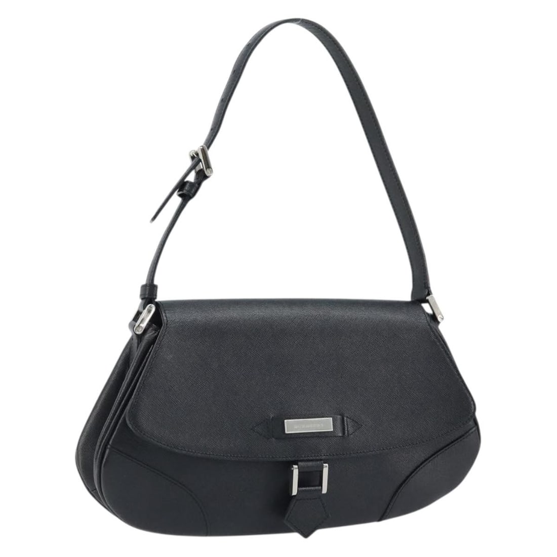 Burberry Black Leather Shoulder Purse with Silver Accents (1 of 18)