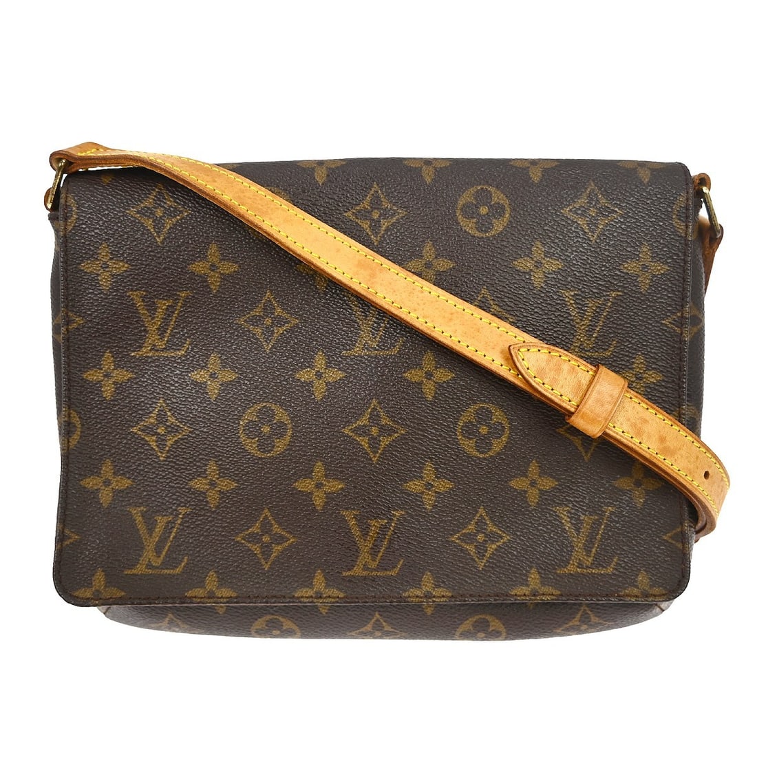 Louis Vuitton Musette Tango Monogram Canvas Shoulder Bag M51388 Brown: Louis Vuitton Musette Tango Monogram Canvas Shoulder Bag M51388 Brown This Louis Vuitton Musette Tango long shoulder bag features the signature monogram canvas leather exterior with a brown finish. De