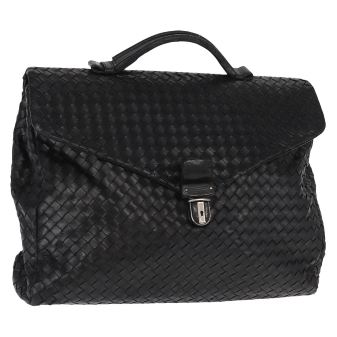 Black Leather Intrecciato Business Bag by Bottega Veneta Model 113095: Black Leather Intrecciato Business Bag by Bottega Veneta Model 113095 This Bottega Veneta Intrecciato business bag is crafted from black leather and features the brand's signature woven design. Made i