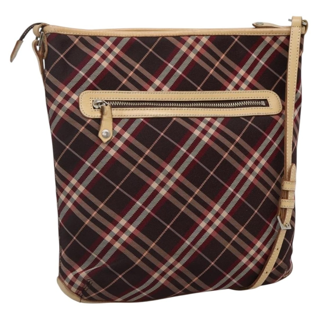 Burberry Nova Check Red Silver Canvas Shoulder Bag Japan Auth (1 of 18)