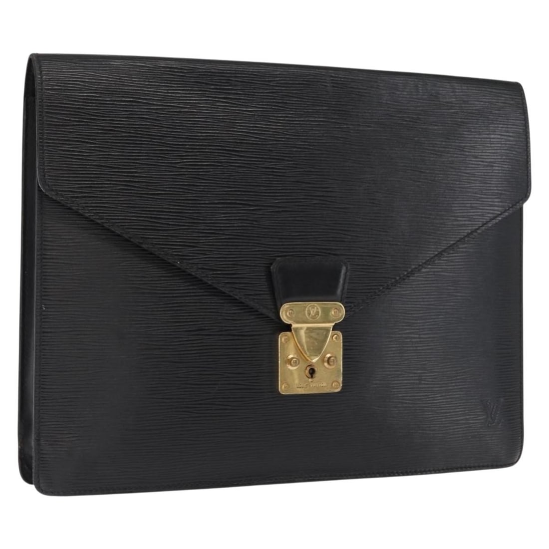 Black Epi Leather Louis Vuitton Porte Documents Senateur Briefcase M54452 France (1 of 18)