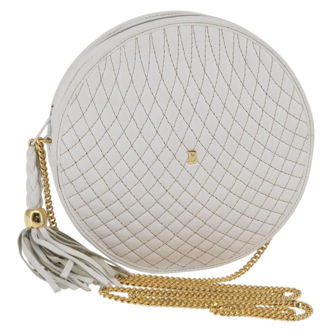 BALLY White Gold Leather Chain Shoulder Bag Italy BA5745: BALLY White Gold Leather Chain Shoulder Bag Italy BA5745 This authentic BALLY Chain Shoulder Bag is a sophisticated accessory crafted in Italy, showcasing a stylish combination of white and gold leath
