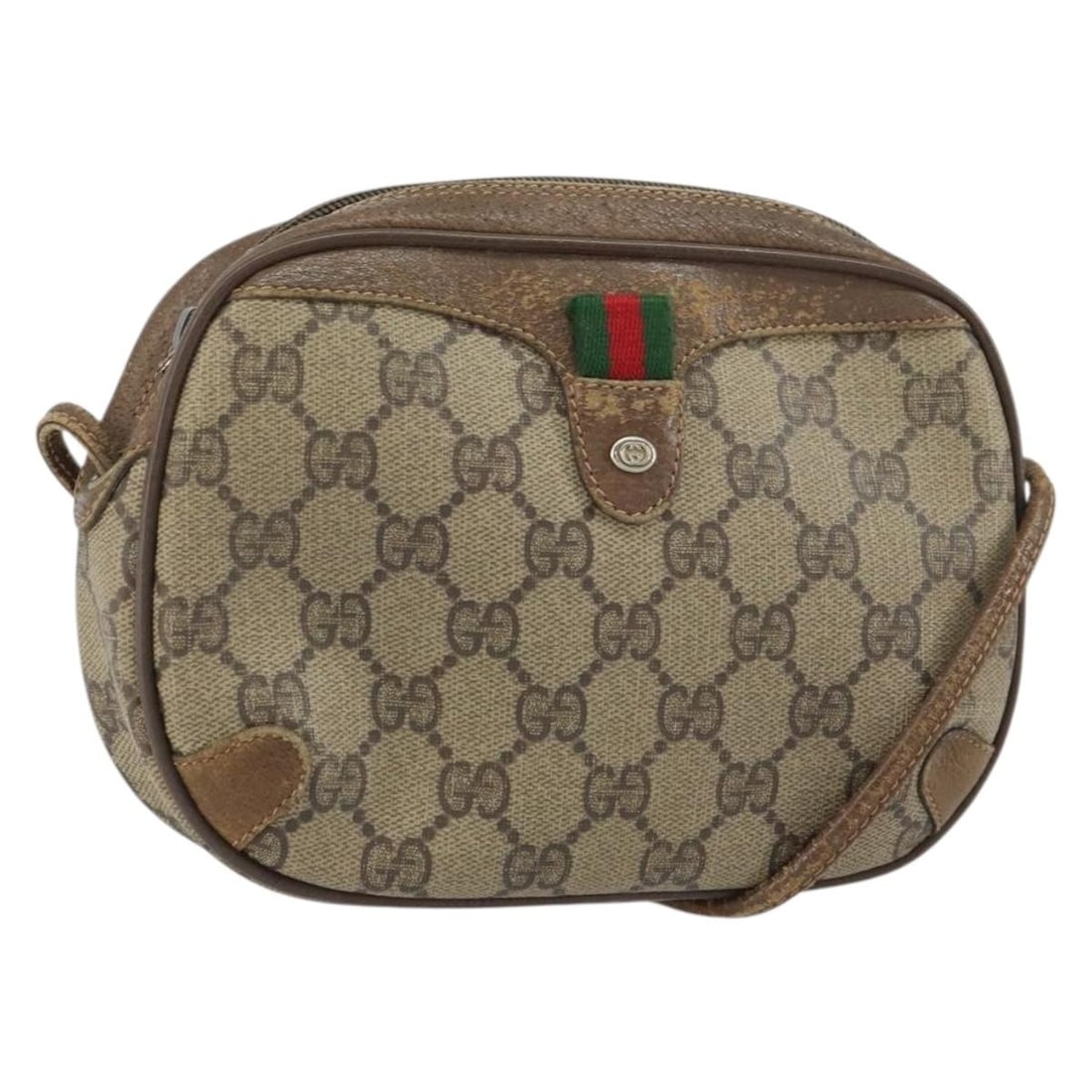 GUCCI GG Supreme Sherry Line PVC Shoulder Bag Beige Gold 89 02 066 Auth: GUCCI GG Supreme Sherry Line PVC Shoulder Bag Beige Gold 89 02 066 Auth This GUCCI GG Supreme Web Sherry Line Shoulder Bag is a stylish accessory that combines luxury with practicality. Crafted in Ita