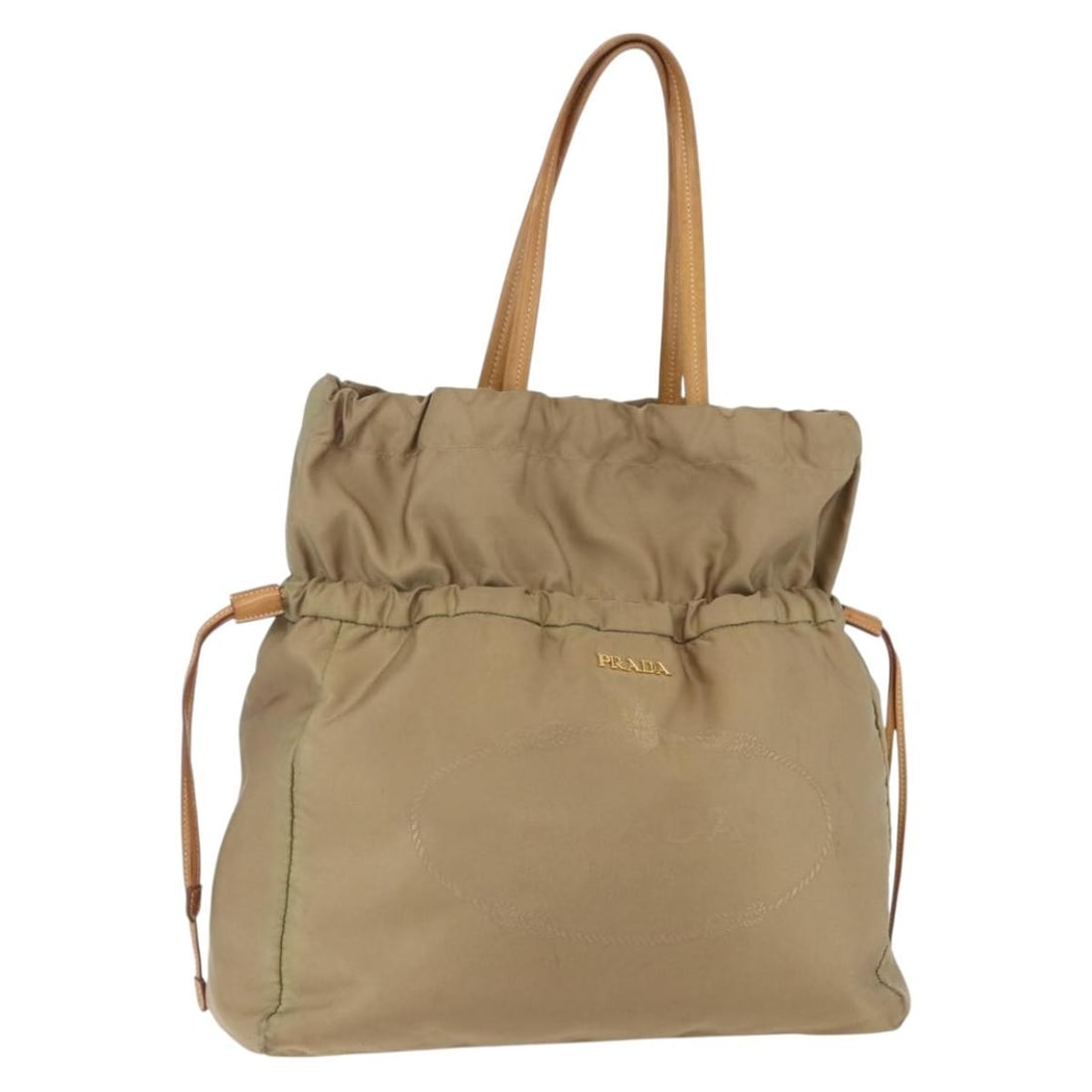 PRADA Beige Gold Nylon Tote Bag Made in Italy Authenticated: PRADA Beige Gold Nylon Tote Bag Made in Italy Authenticated Elevate your accessory collection with this PRADA Tote Bag, a perfect blend of style and functionality. Crafted in Italy, this tote features