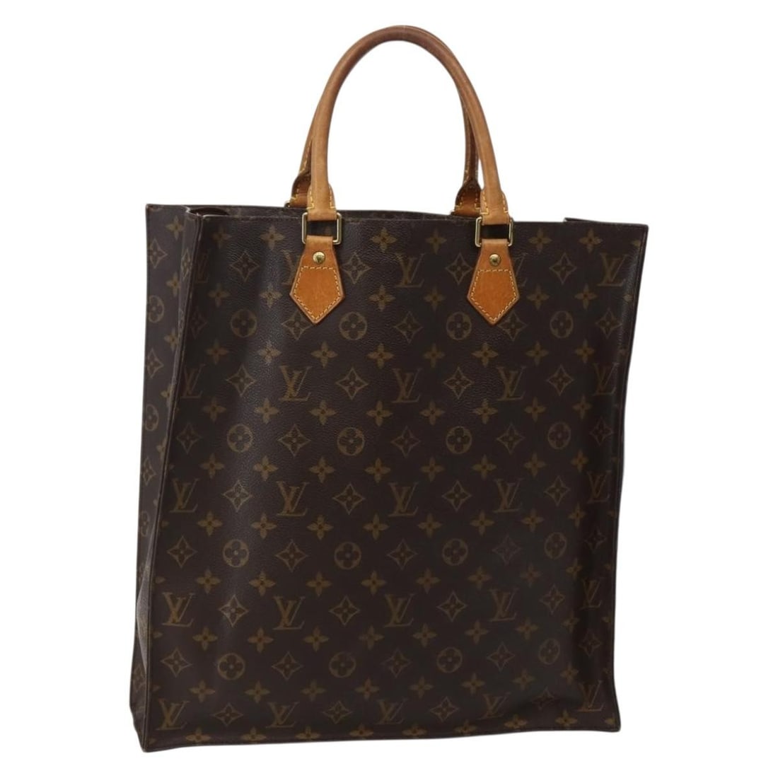 Authentic LOUIS VUITTON Monogram Sac Plat Hand Bag M51140 Made in France: Authentic LOUIS VUITTON Monogram Sac Plat Hand Bag M51140 Made in France The LOUIS VUITTON Monogram Sac Plat Hand Bag is a stylish and iconic accessory, crafted from durable Monogram Canvas. This hand