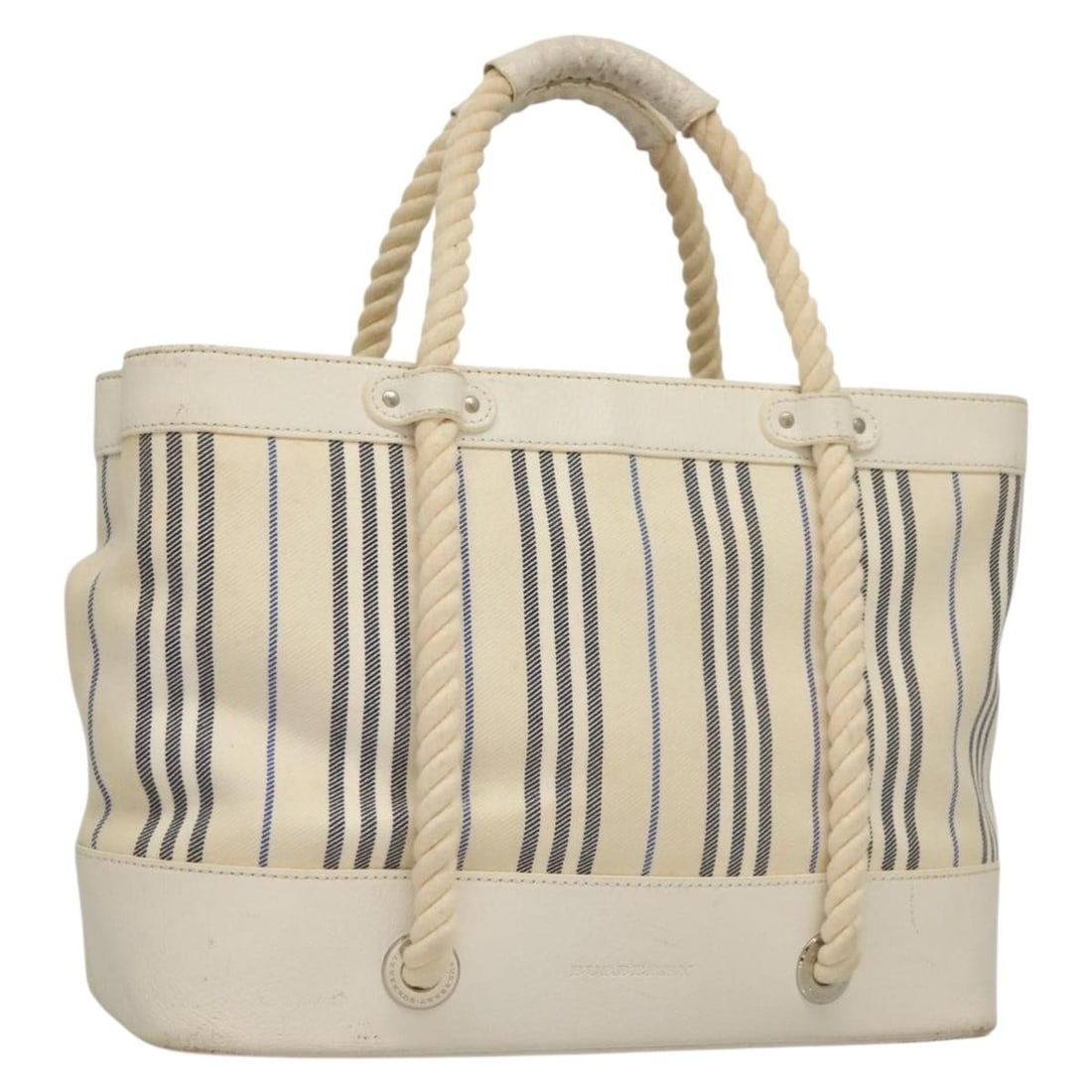 BURBERRY Ivory Silver Canvas Hand Bag Auth 132943 (1 of 18)