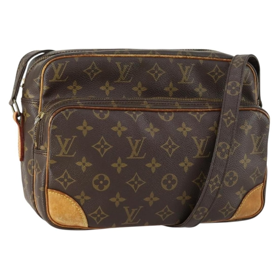 Louis Vuitton Nile Monogram Canvas Shoulder Bag M45244 France: Louis Vuitton Nile Monogram Canvas Shoulder Bag M45244 France This is a Louis Vuitton Monogram Nile Shoulder Bag, model M45244, crafted in France from the brand's iconic monogram canvas. The bag featu
