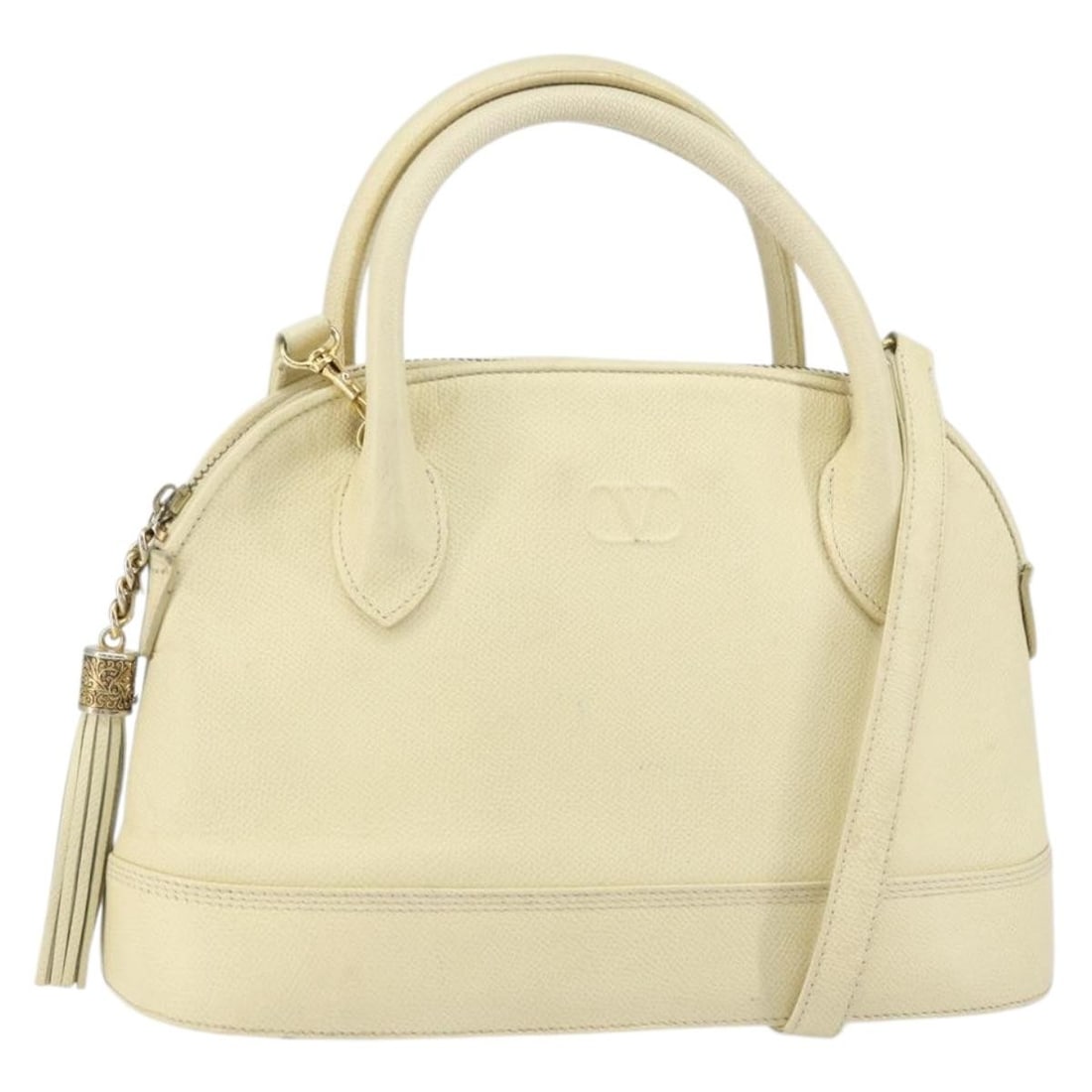 Beige Leather Vintage Handbag by Valentino Garavani Italy (1 of 18)
