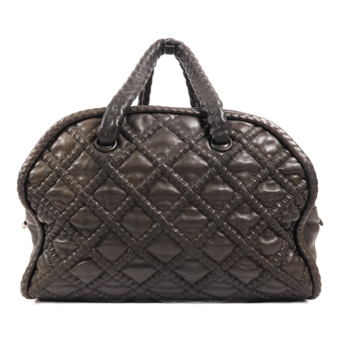 CHANEL Black Lambskin Leather Boston Bag with Silver Hardware: CHANEL Black Lambskin Leather Boston Bag with Silver Hardware Elevate your style with this CHANEL Boston Bag, crafted from luxurious black lambskin leather. This chic handbag features a spacious inter