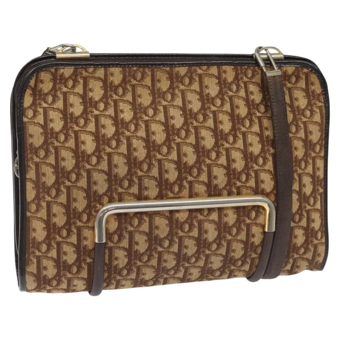 Brown Canvas Shoulder Bag Christian Dior Trotter Pattern Women France: Brown Canvas Shoulder Bag Christian Dior Trotter Pattern Women France This Christian Dior Trotter Canvas shoulder bag features a classic brown Trotter canvas exterior. Designed for women, it includes