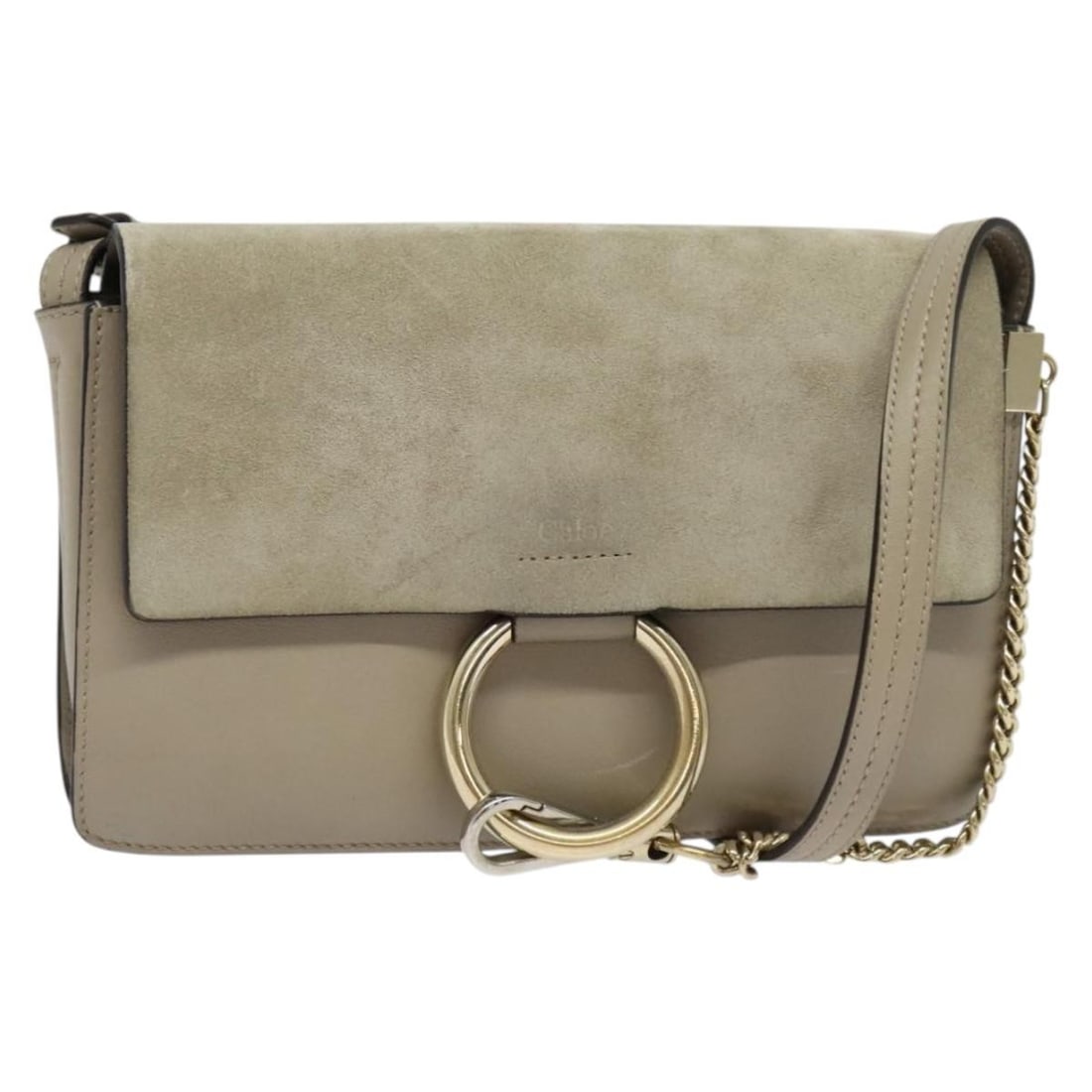 Chloe Fay Suede Shoulder Bag Gold Beige Authentic GH270 (1 of 18)
