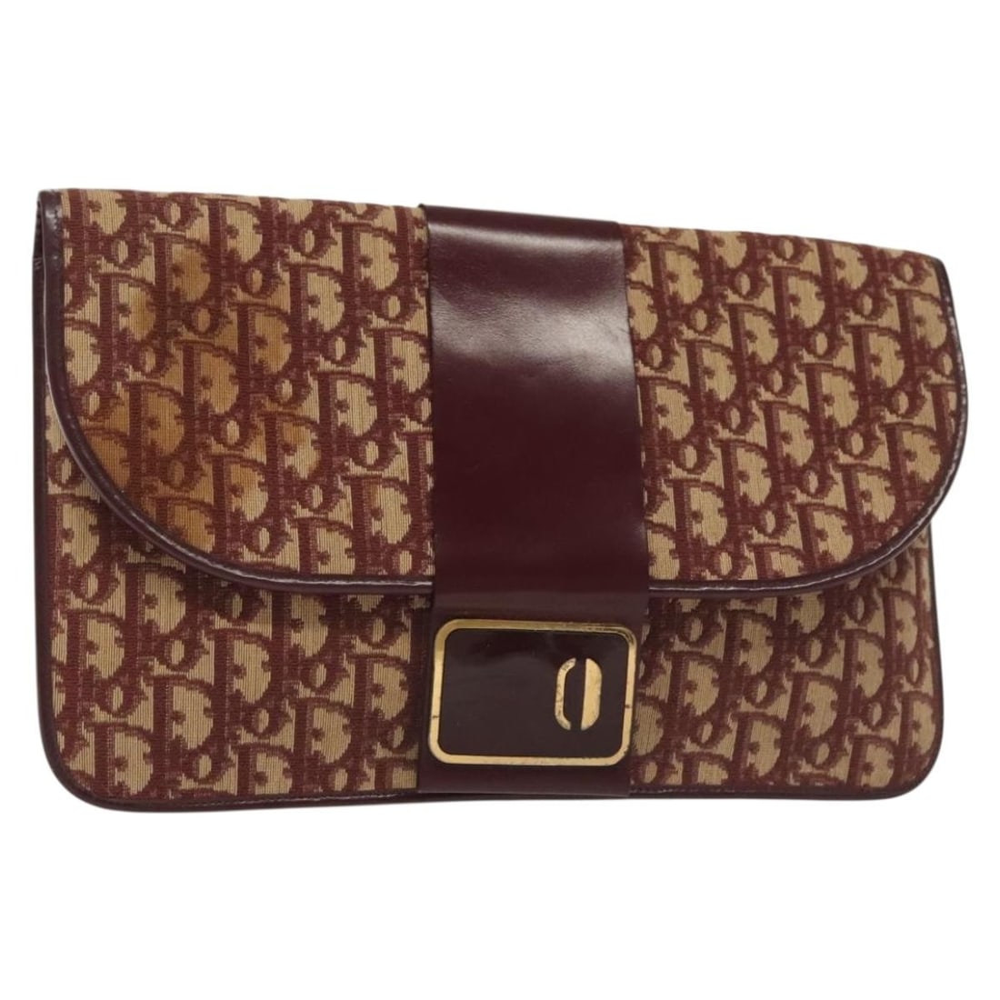 Christian Dior Trotter Canvas Clutch Bag Brown Gold Made in France (1 of 18)