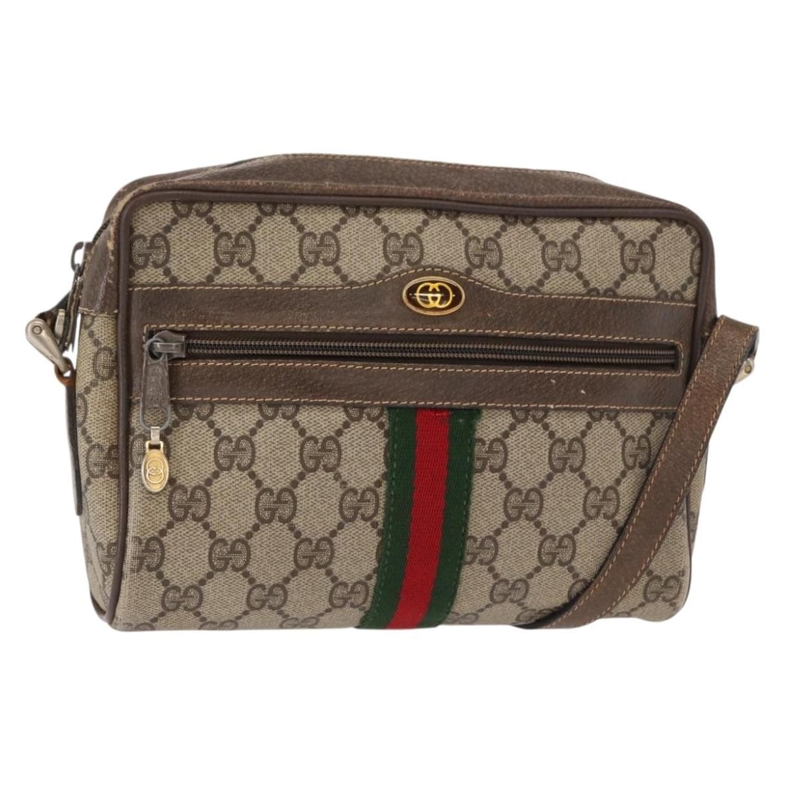 GUCCI GG Supreme Sherry Line PVC Shoulder Bag Beige Gold 32 02 004 Auth: GUCCI GG Supreme Sherry Line PVC Shoulder Bag Beige Gold 32 02 004 Auth This authentic GUCCI GG Supreme Web Sherry Line Bag is a stylish shoulder bag crafted in Italy from durable PVC leather with GG
