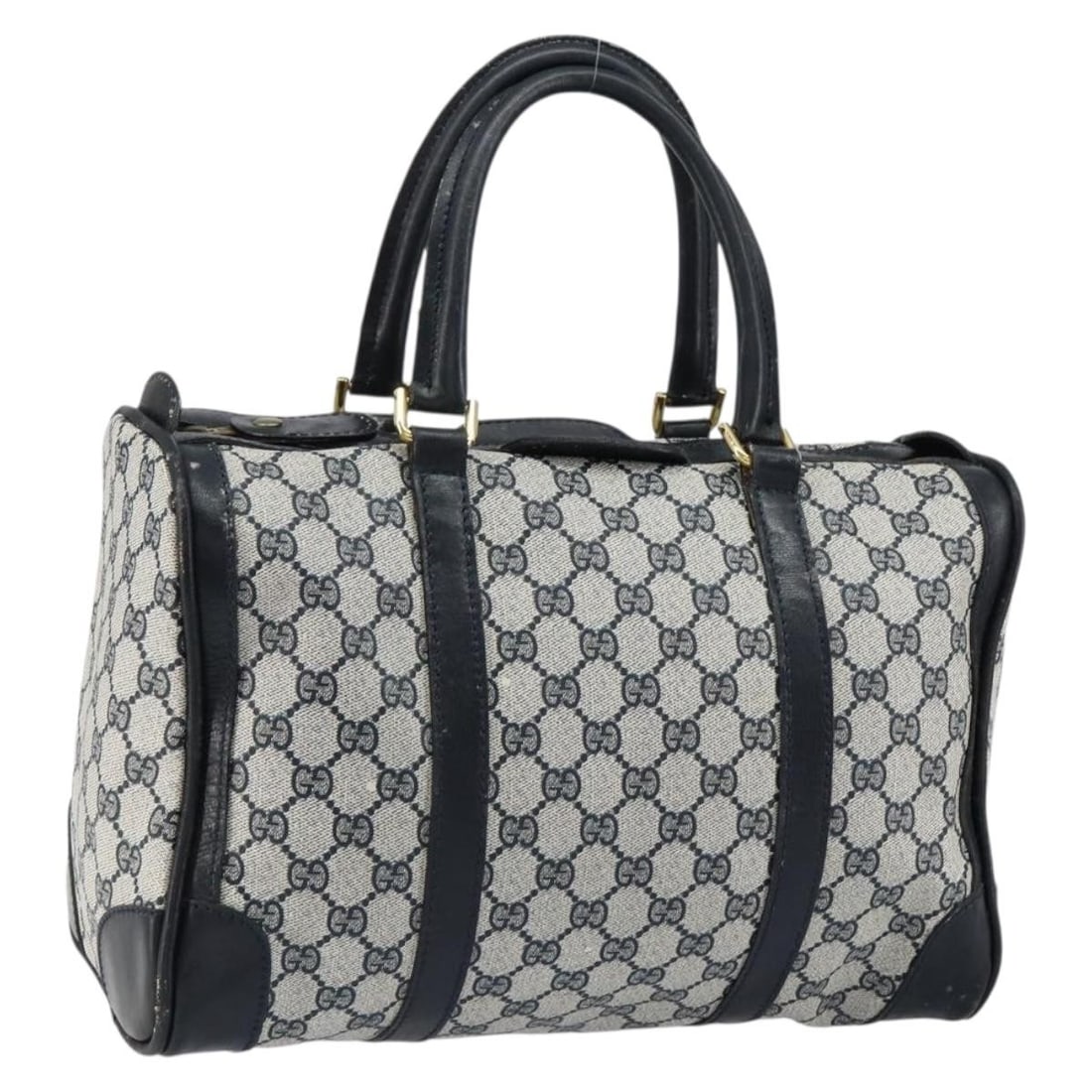 GUCCI GG Supreme Navy Gold PVC Boston Bag Italy: GUCCI GG Supreme Navy Gold PVC Boston Bag Italy This authentic GUCCI GG Supreme Boston Bag combines luxury with practicality, showcasing a stylish navy and gold color scheme. Crafted from durable PVC