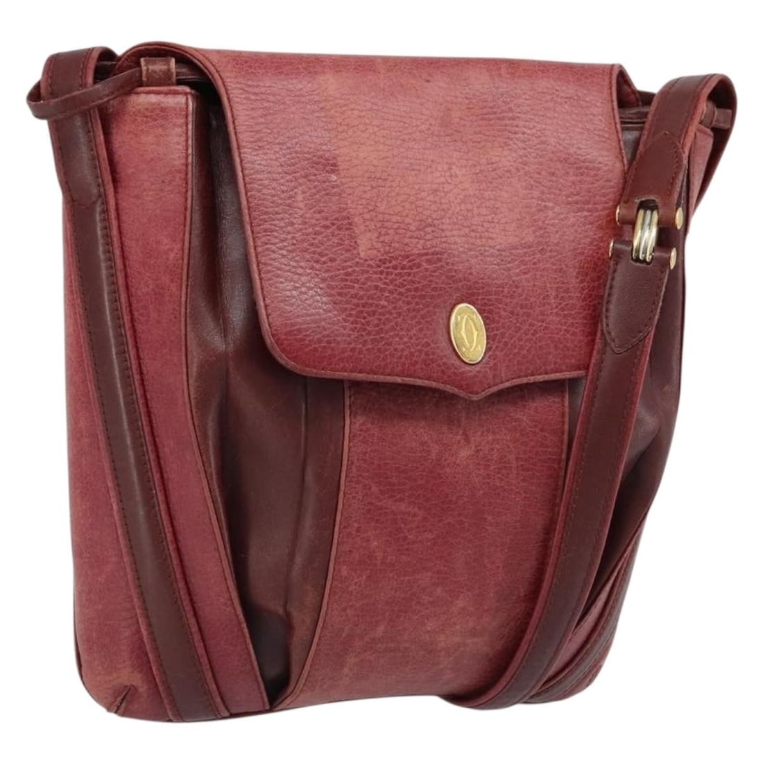 Cartier Red Leather Shoulder Bag with Gold Details and Cards (1 of 18)