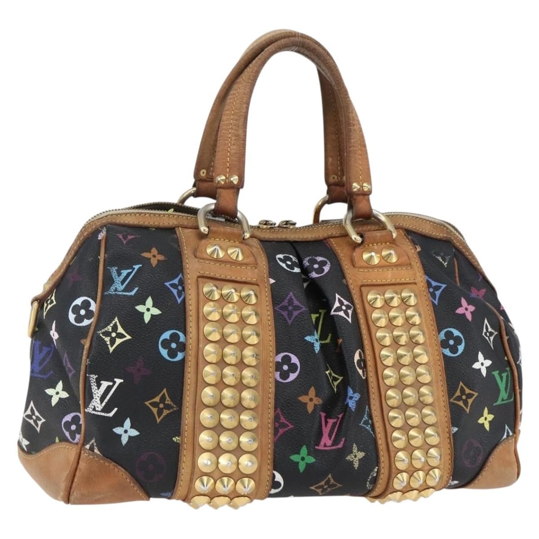 Louis Vuitton Courtney MM Multicolor Canvas Handbag Black M45642 Two Way: Louis Vuitton Courtney MM Multicolor Canvas Handbag Black M45642 Two Way This Louis Vuitton Monogram Multicolor Courtney MM is a 2-way handbag crafted from Monogram Multicolor canvas in black, featuri