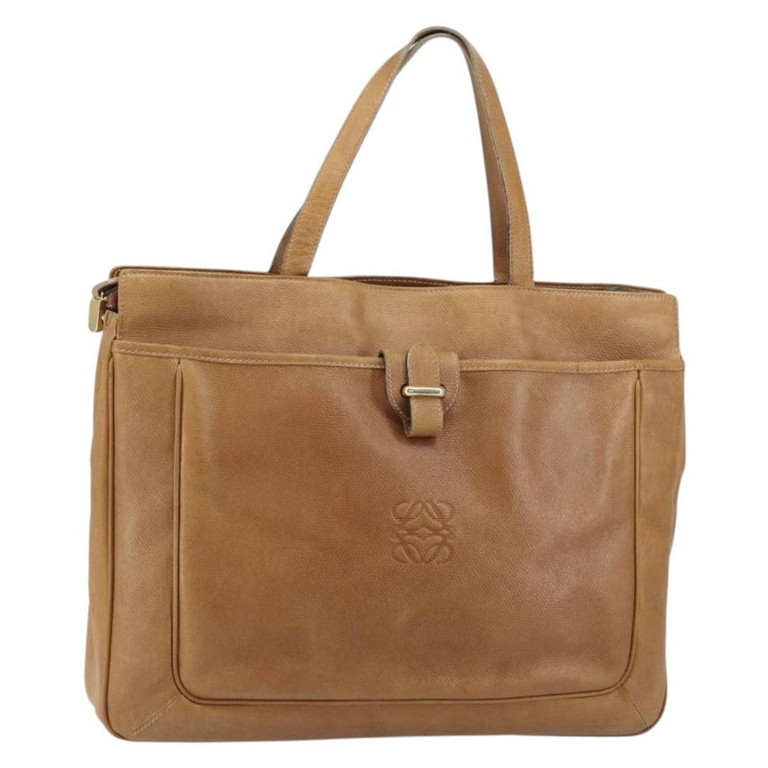 LOEWE Beige Gold Leather Anagram Tote Bag Auth BS31654: LOEWE Beige Gold Leather Anagram Tote Bag Auth BS31654 Elevate your style with this LOEWE Anagram Tote Bag, crafted from premium leather in a stunning beige and gold color combination. Perfect for dai