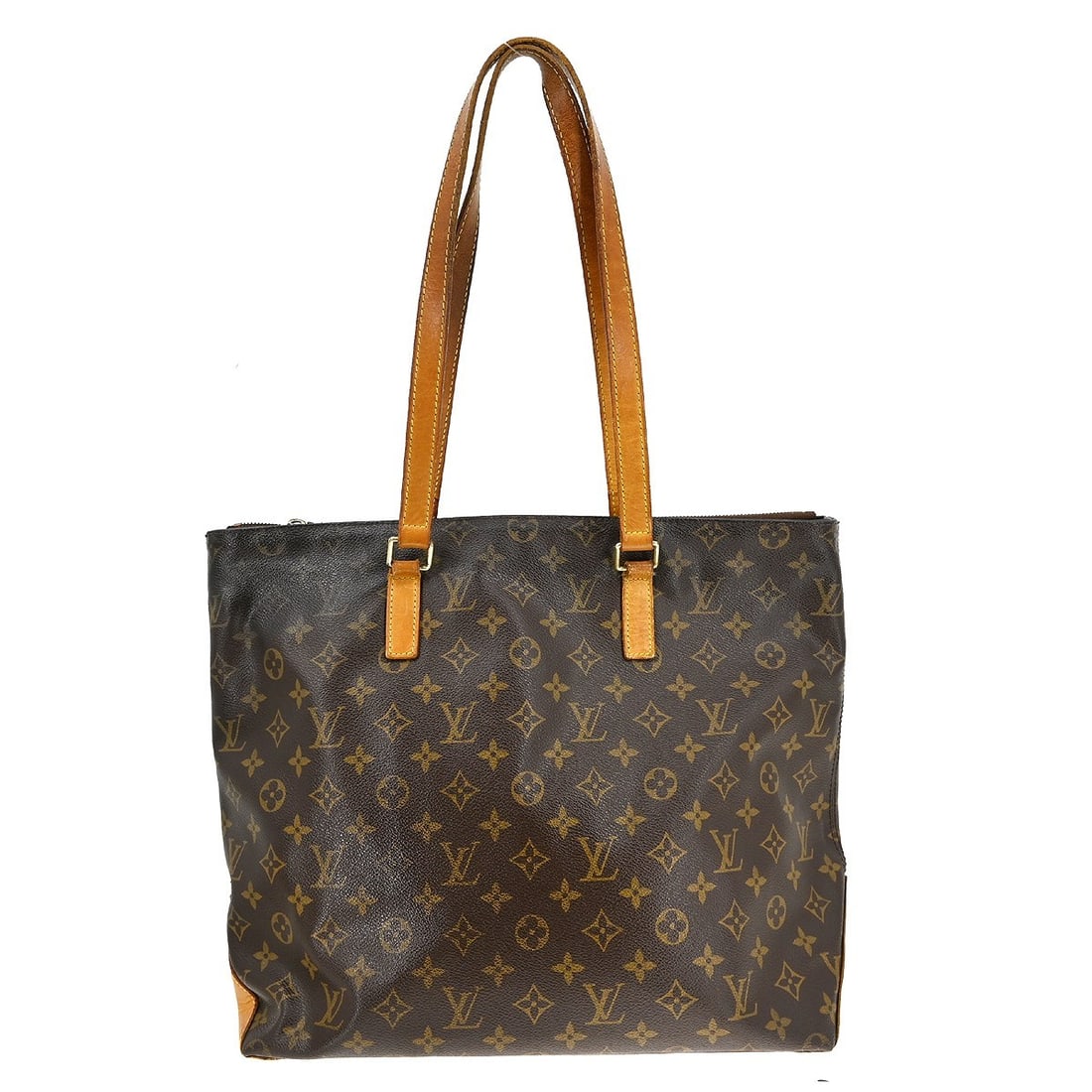 Louis Vuitton Cabas Mezzo Monogram Canvas Large Tote AR1015: Louis Vuitton Cabas Mezzo Monogram Canvas Large Tote AR1015 This Louis Vuitton Cabas Mezzo tote bag features the iconic monogram canvas leather exterior with brown leather double handles and a zip clo