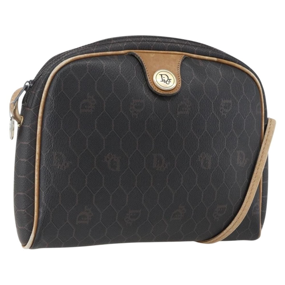 Honeycomb Pattern Christian Dior Black PVC Shoulder Bag with Gold Accents: Honeycomb Pattern Christian Dior Black PVC Shoulder Bag with Gold Accents This Christian Dior shoulder bag features the iconic honeycomb canvas in black and gold with PVC leather accents. Designed for