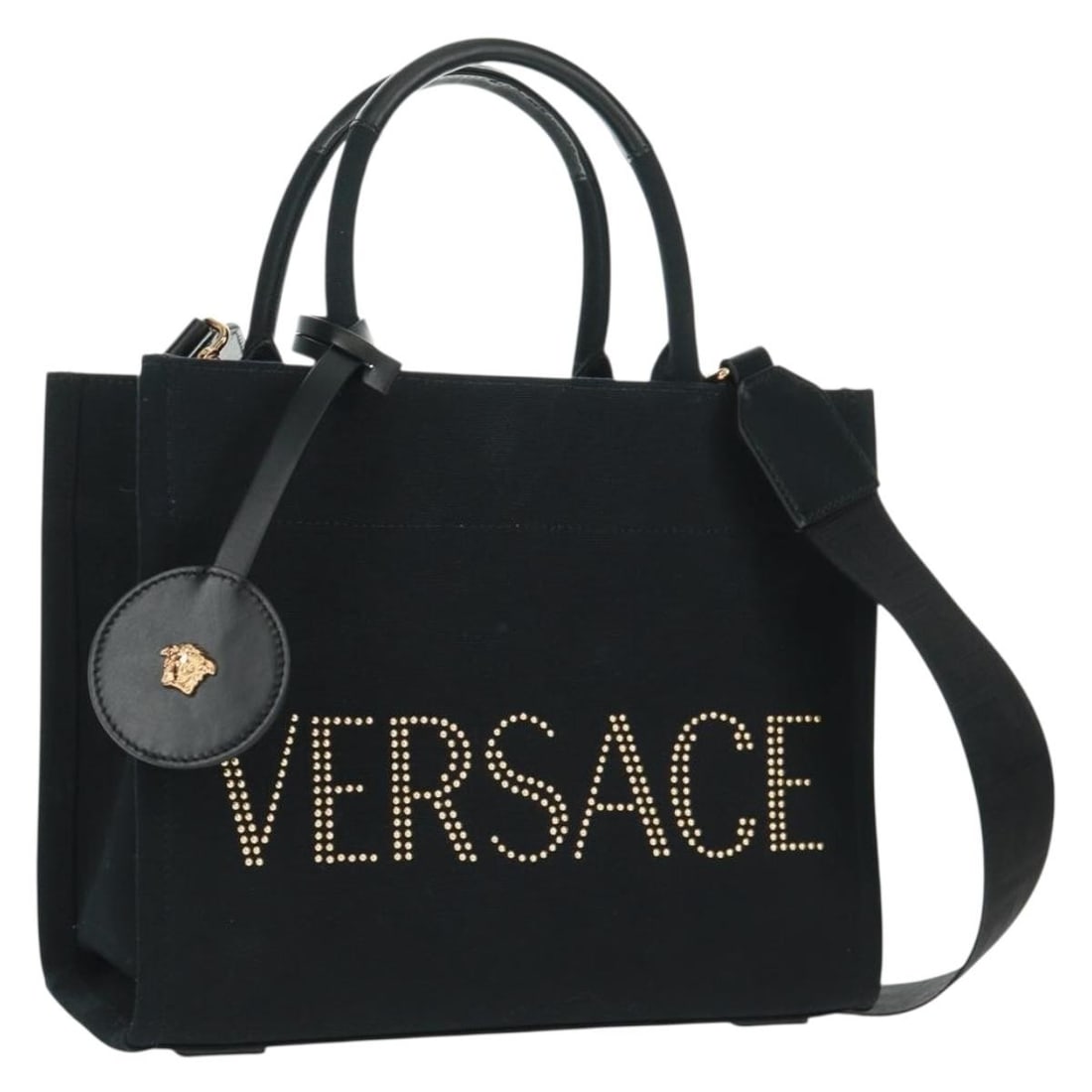 Versace Canvas Black Gold 2way Hand Bag BA9642SAM Italy (1 of 18)