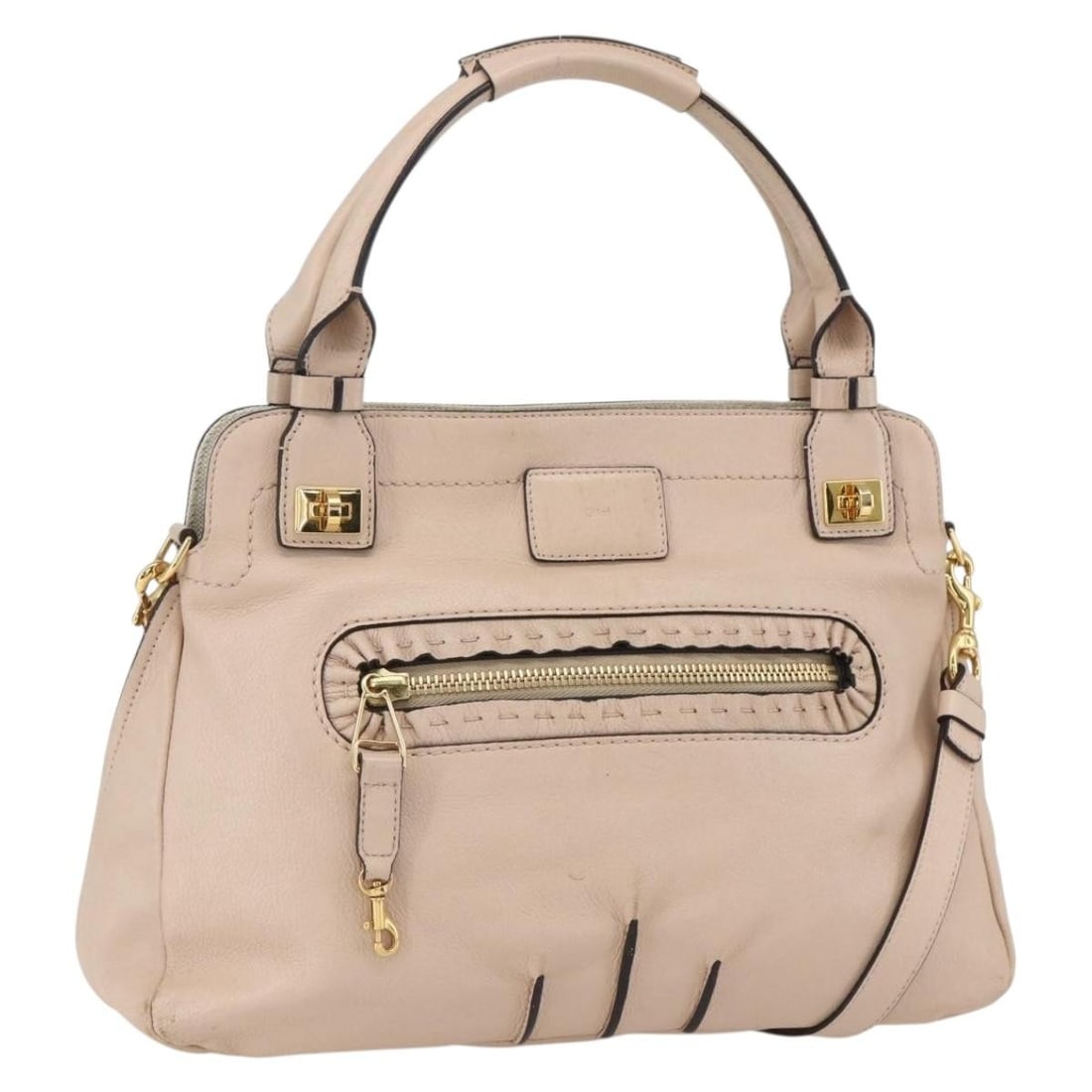 Chloe Margaret Leather Two-Way Tote Bag in Pink and Gold with Shoulder Strap (1 of 18)
