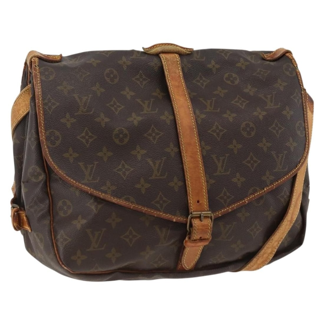 Louis Vuitton Saumur 35 Monogram Canvas Shoulder Bag M42254 France: Louis Vuitton Saumur 35 Monogram Canvas Shoulder Bag M42254 France This is a Louis Vuitton Monogram Saumur 35 shoulder bag, crafted from the signature monogram canvas. The bag is designed for women an