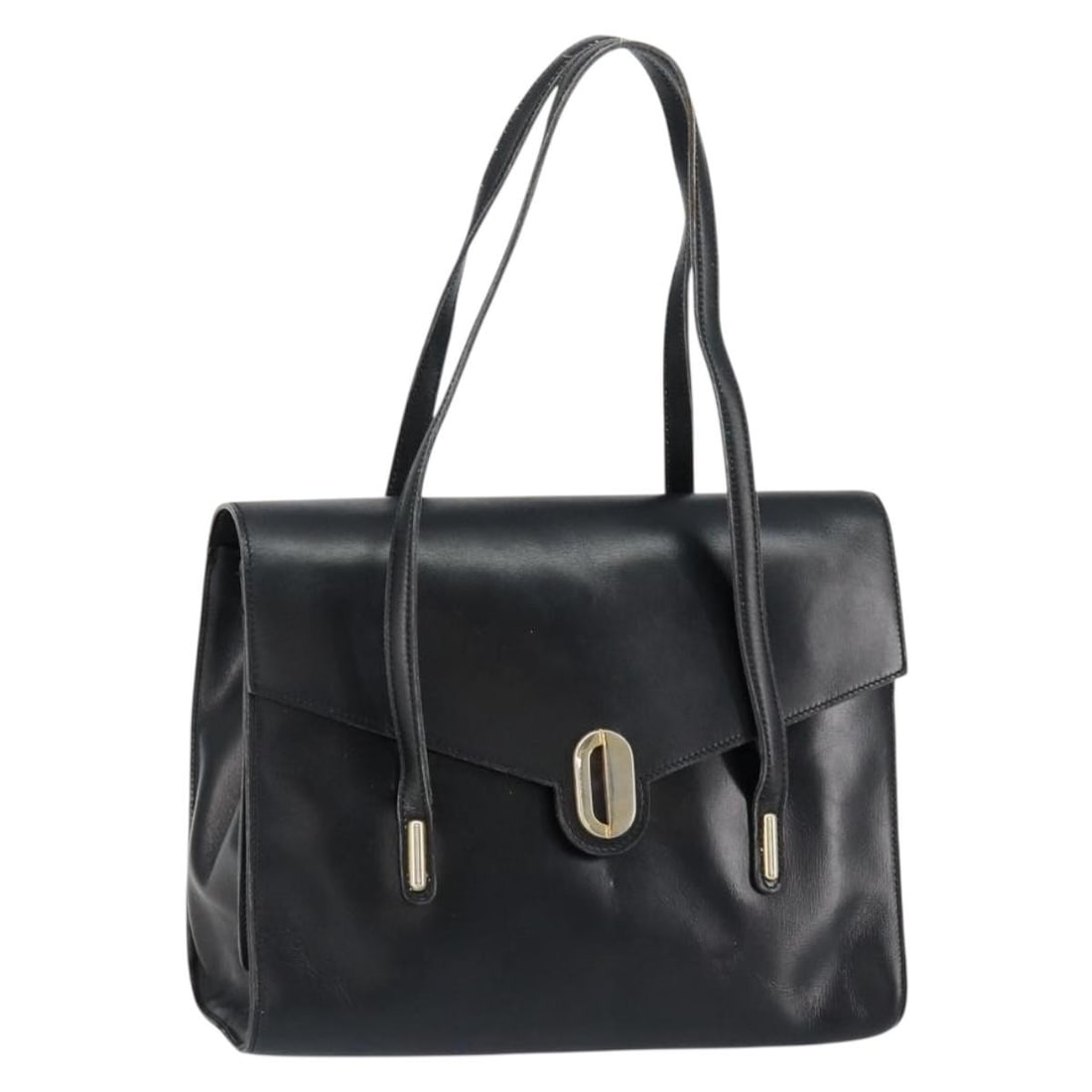 Christian Dior Black Leather Hand Bag Gold Accents Auth bs30391 (1 of 18)