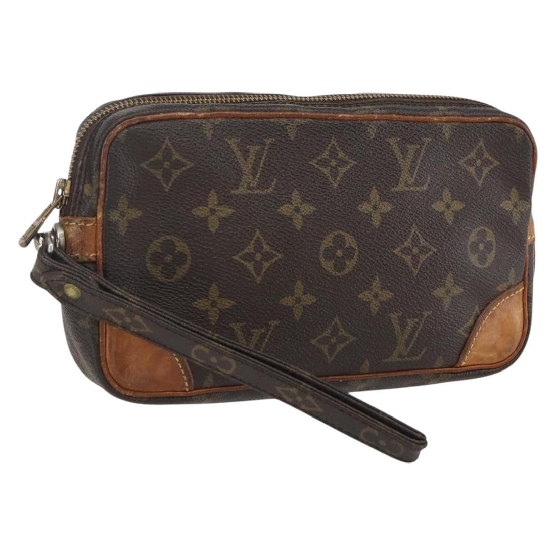 Louis Vuitton Monogram Canvas Marly Dragonne PM Clutch Bag M51827 France: Louis Vuitton Monogram Canvas Marly Dragonne PM Clutch Bag M51827 France This Louis Vuitton Monogram Marly Dragonne PM clutch bag features the brand's iconic monogram canvas exterior. The bag is desig
