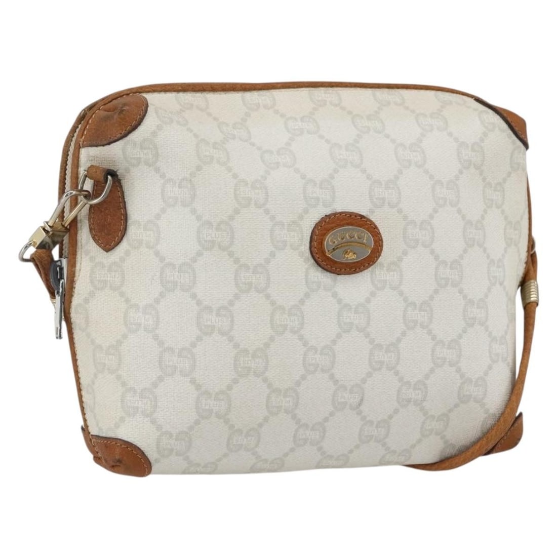 Gucci GG Canvas Gold and White Supreme Shoulder Purse Italy: Gucci GG Canvas Gold and White Supreme Shoulder Purse Italy This GUCCI GG Plus Supreme shoulder bag features the iconic GG canvas in gold and white tones. Made in Italy, the bag has a compact design w