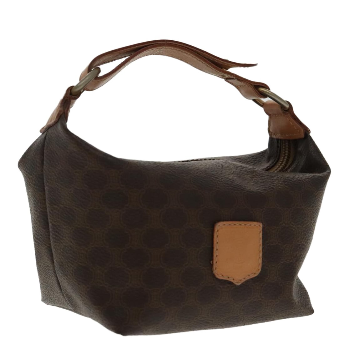 Macadam Canvas and PVC Leather Gold Brown CELINE Handbag for Women: Macadam Canvas and PVC Leather Gold Brown CELINE Handbag for Women This CELINE Macadam canvas handbag features a durable PVC leather exterior in gold and brown tones. Designed for women, it offers a c