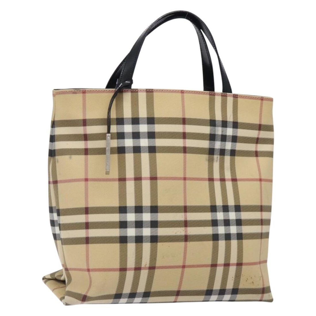 Burberry Nova Check Tote Bag Beige Silver PVC Leather: Burberry Nova Check Tote Bag Beige Silver PVC Leather This Burberry Nova Check Tote Bag is crafted from durable PVC leather in a stylish beige and silver color scheme. Designed for versatility, this t