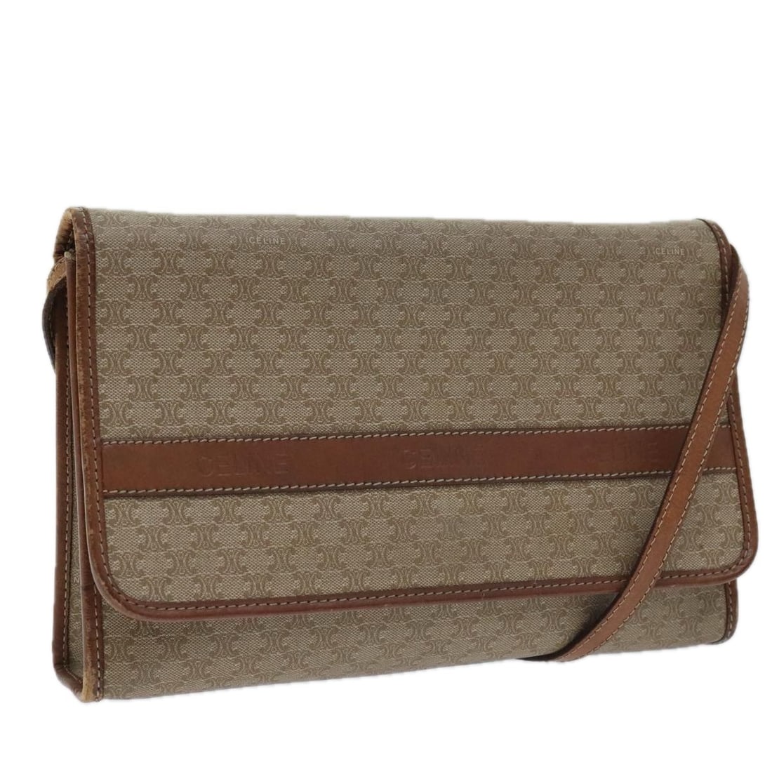 Celine Macadam Beige Canvas Shoulder Purse for Women Italy: Celine Macadam Beige Canvas Shoulder Purse for Women Italy This CELINE Macadam canvas shoulder bag features a classic beige exterior and is designed for women. Made in Italy, the bag is crafted from s