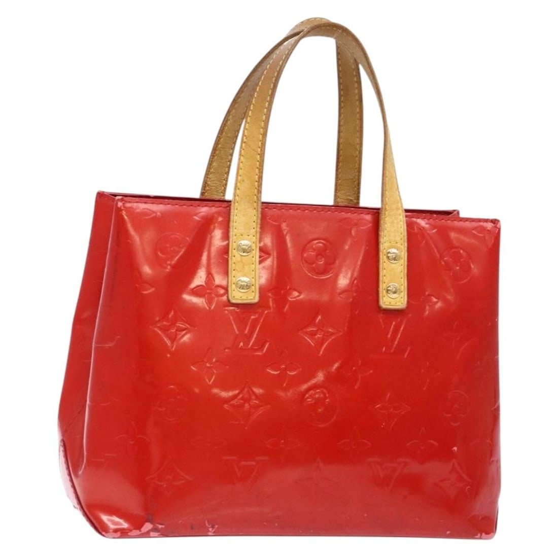 LOUIS VUITTON Monogram Vernis Reade PM Hand Bag Red M91088 Auth: LOUIS VUITTON Monogram Vernis Reade PM Hand Bag Red M91088 Auth This LOUIS VUITTON Monogram Vernis Reade PM Hand Bag is a stylish accessory characterized by its vibrant red patent leather exterior. Cr